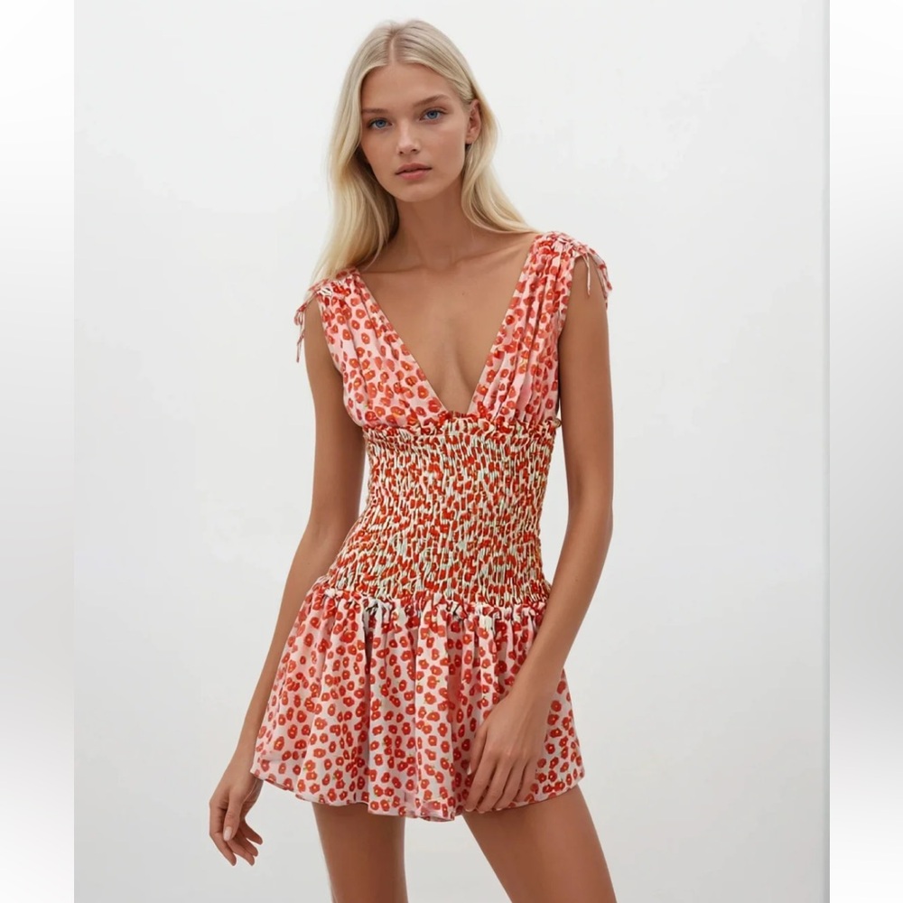 Zara Floral Sleeveless Mini Scrunch Dress XS